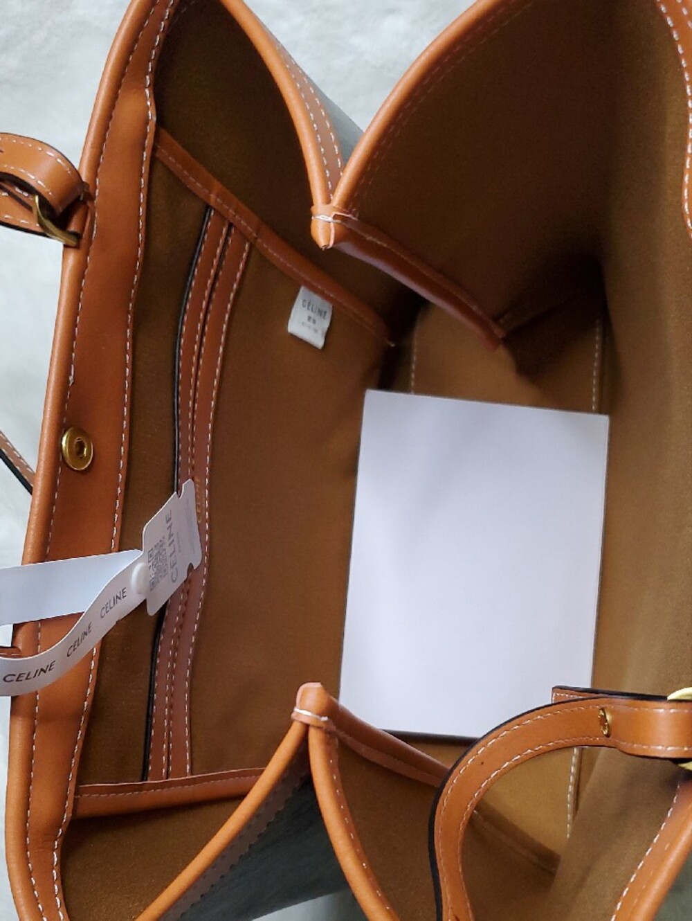 Celine Brown Canvas Monogram Tote with Tan Trim - Picture 7 of 11